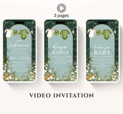 Fishing Baby Boy Shower Invitation, Little Fisherman Invite, Fisherman baby boy Reel excited Fish Invite, Fishing Invitation