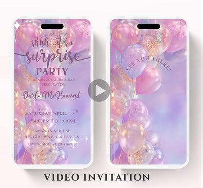 Surprise Invitation Surprise Birthday Invitation Surprise Party Invitations Shhh its a Surprise Video invitation, Surprise party-1