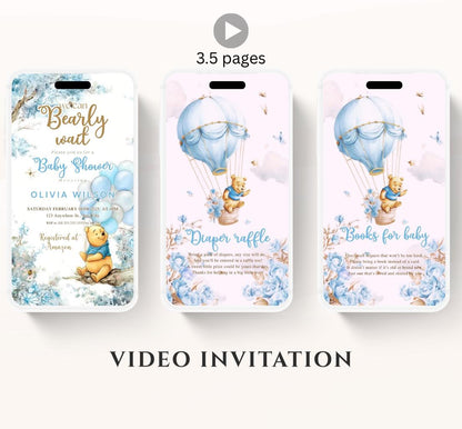 Winnie The Pooh Invitation, Winnie The Pooh Baby Shower Invitations, Winnie The Pooh Invitations Video invitation, Winnie baby shower-15b