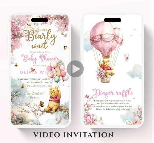 Winnie The Pooh Invitation, Winnie The Pooh Baby Shower Invitations, Winnie The Pooh Invitations Video invitation, Winnie baby shower-15