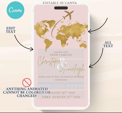 Animated Passport Wedding invitation, Destination Wedding invitation, wedding invitation template, Video Wedding invite, wedding invite-4