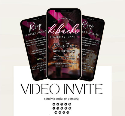 Hibachi Dinner Party Invite Template Invitation Birthday, Graduation, Retirement, Bachelor Celebration  Hibachi Animated Invitation-2