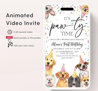 Animated Dog Invitation Puppy Party Invitation video Dog Pawty Invitation Dog Birthday Invitation Puppy Pawty Invitation Dog-2