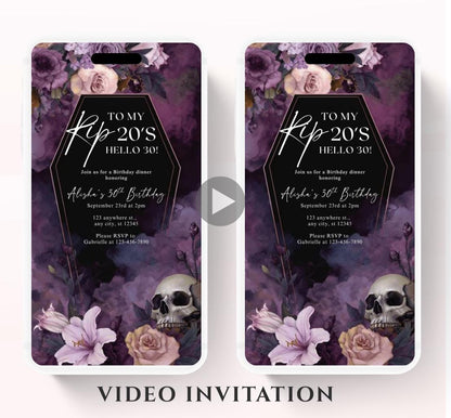 Animated 30th Evite Birthday for Adult Invite, Modern 30th Birthday Invite, Digital Animated Rip 20's Digital Halloween 30th Birthday-17