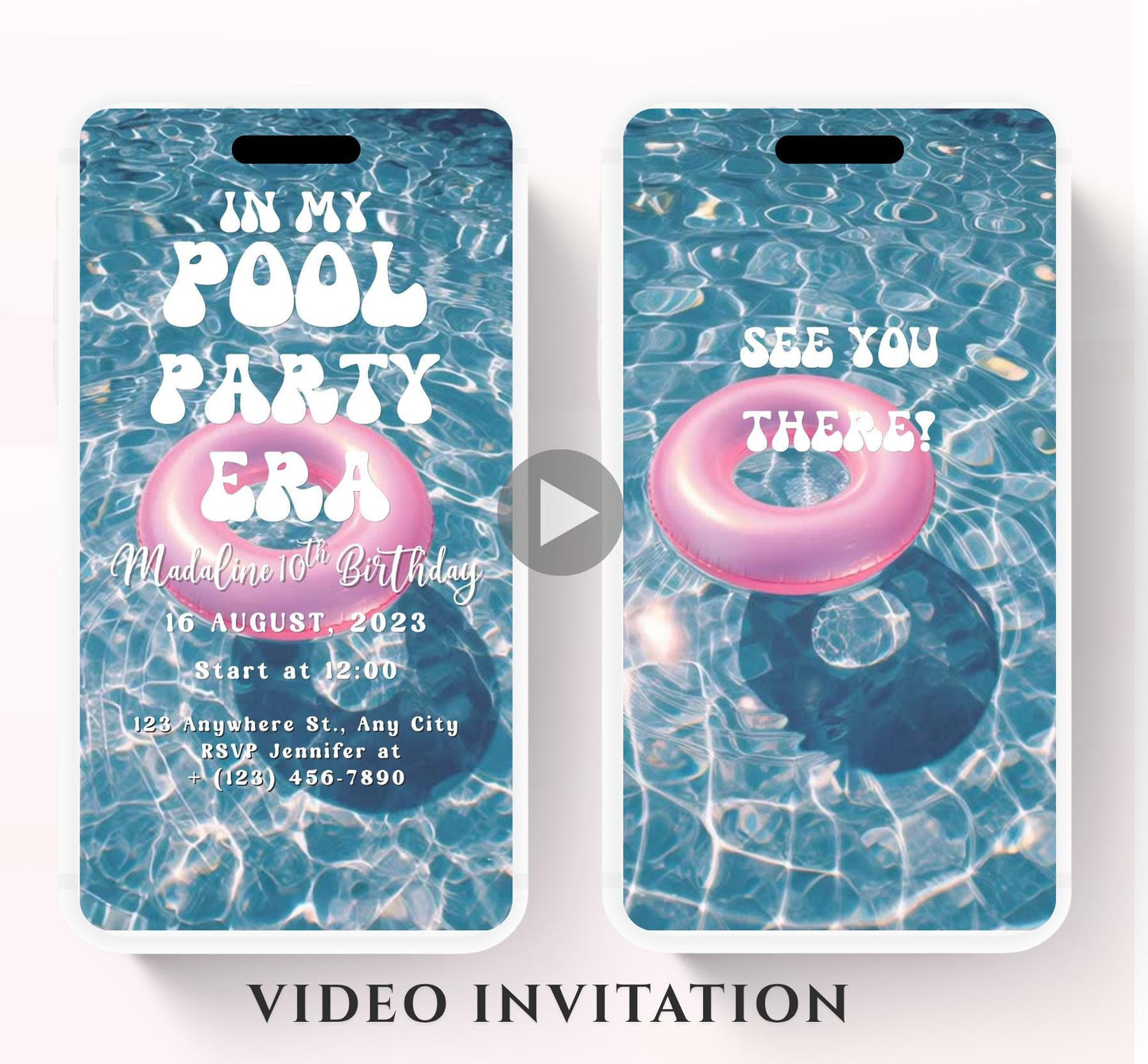 Pool party birthday invitation, pool party digital invitation, summer party invitation, birthday invitation, Pool invitation-6