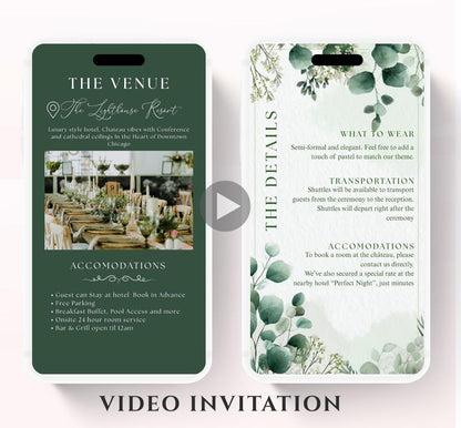 Animated Wedding invitation, Wedding Greenery Eucalyptus invitation, wedding invitation template, Video Wedding invite, wedding invite-3