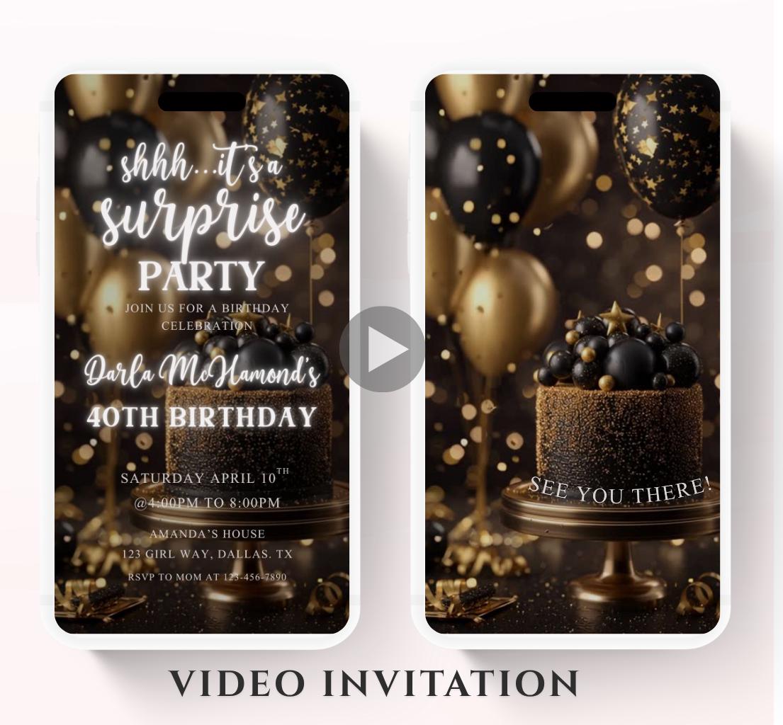 Surprise Invitation Surprise Birthday Invitation Surprise Party Invitations Shhh its a Surprise Video invitation, Surprise party-4
