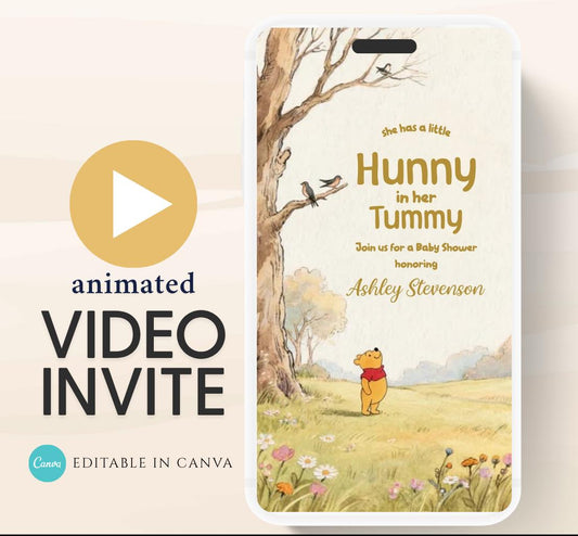 Winnie The Pooh Invitation, Winnie The Pooh Baby Shower Invitations, Winnie The Pooh Invitations Video invitation, Winnie baby shower-26
