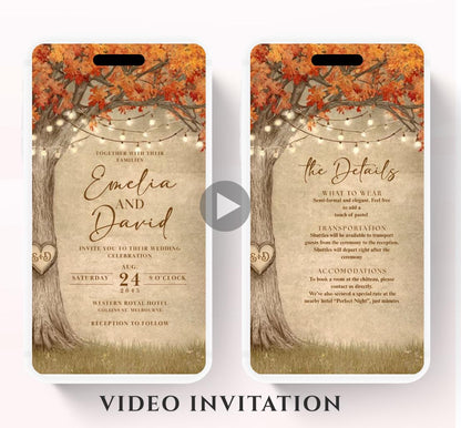 Fall Love Tree Autumn Wedding invitation, Wedding  invitation, wedding invitation template, Video Wedding invite, wedding invite-17