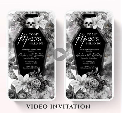 Animated 30th Evite Birthday for Adult Invite, Modern 30th Birthday Invite, Digital Animated Rip 20's Digital Halloween 30th Birthday-16