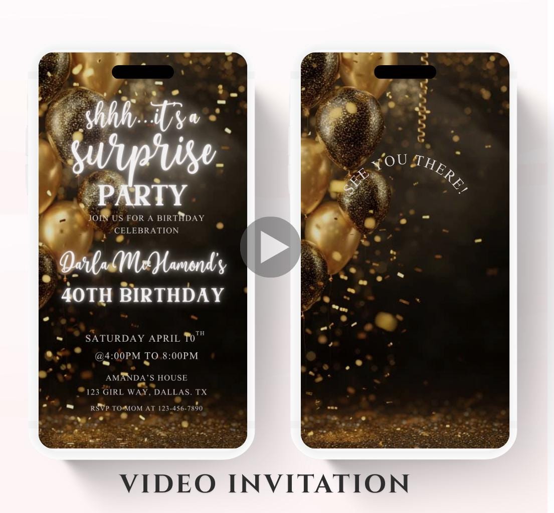 Surprise Invitation Surprise Birthday Invitation Surprise Party Invitations Shhh its a Surprise Video invitation, Surprise party-3