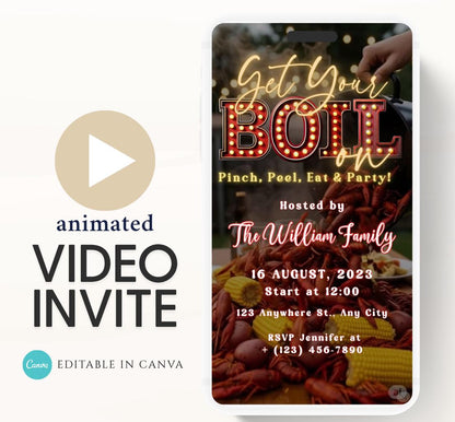 Crawfish Boil Invitation. Digital Let The Good Times Boil Invite. Family, Birthday , Crawfish boil party invitation, Backyard party-1