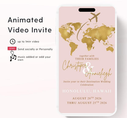Animated Passport Wedding invitation, Destination Wedding invitation, wedding invitation template, Video Wedding invite, wedding invite-4