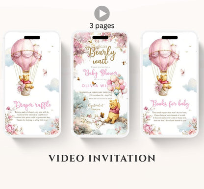 Winnie The Pooh Invitation, Winnie The Pooh Baby Shower Invitations, Winnie The Pooh Invitations Video invitation, Winnie baby shower-15