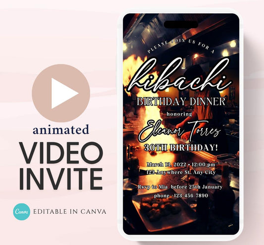 Hibachi Dinner Party Invite Template Invitation Birthday, Graduation, Retirement, Bachelor Celebration  Hibachi Animated Invitation-1