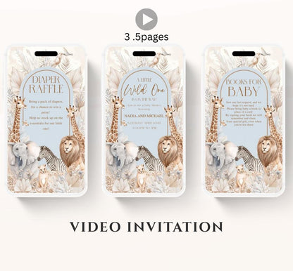 Safari Baby Shower Invitation, A little Wild One is on the Way Invite, Jungle Baby Shower Invitation, Zoo Animal Animated-7