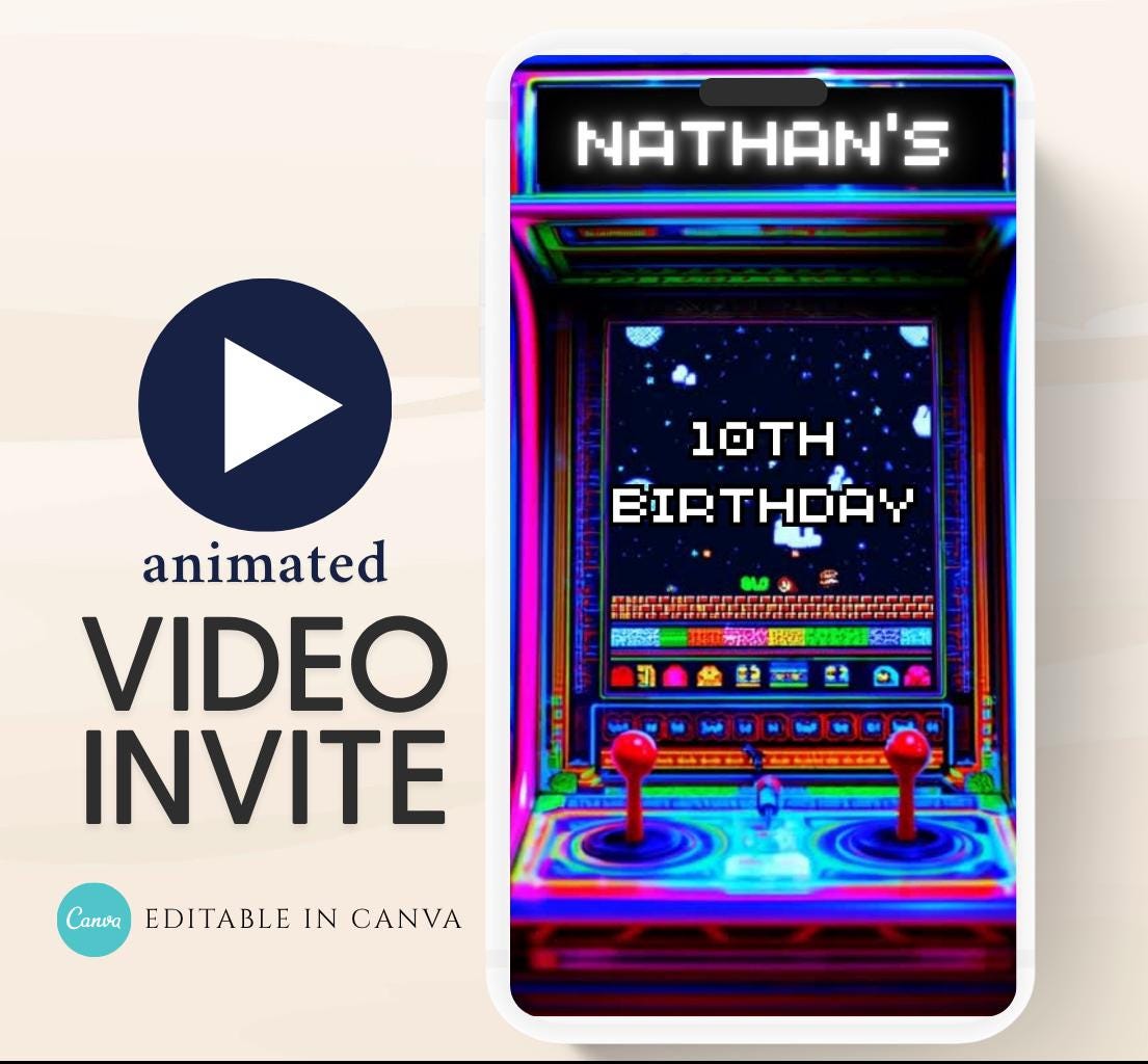 Video Game Party Invitation, Level Up Birthday Invite, Gamer Boy Birthday, Arcade Party, Gaming invitation, Gamer boy party invite-11