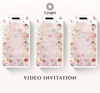 Butterfly Baby Shower Invitation animated, video Baby Shower Butterfly Invitation Enchanted Baby Shower invite Pink Butterflies