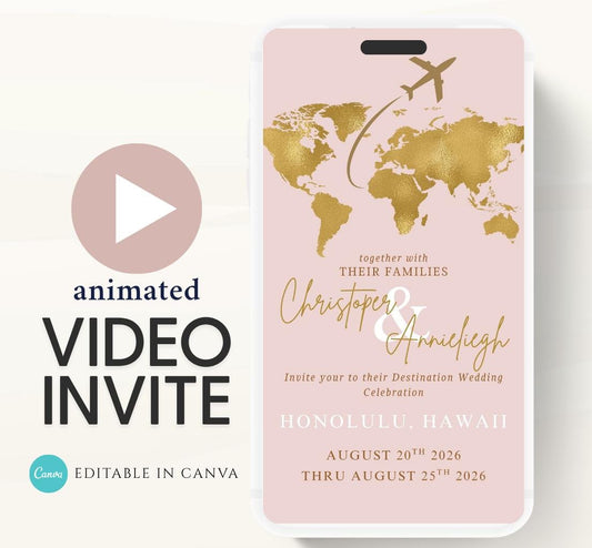 Animated Passport Wedding invitation, Destination Wedding invitation, wedding invitation template, Video Wedding invite, wedding invite-4