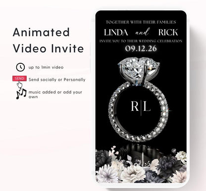 Animated Wedding invitation, Wedding Black and white invitation, wedding invitation template, Video Wedding invite, wedding invite-2