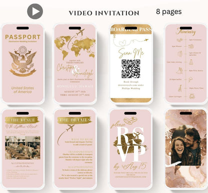 Animated Passport Wedding invitation, Destination Wedding invitation, wedding invitation template, Video Wedding invite, wedding invite-4