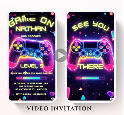 Video Game Party Invitation, Level Up Birthday Invite, Gamer Boy Birthday, Arcade Party, Gaming invitation, Gamer boy party invite-2