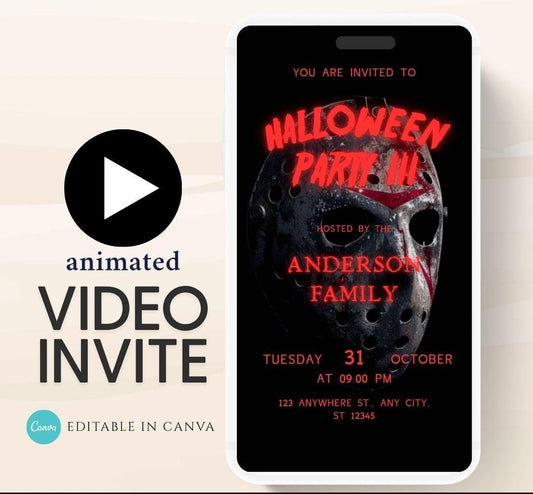 Halloween party invitation, Halloween spooktacular Adults Halloween Costume party Invite Video Digital  party invitation-4