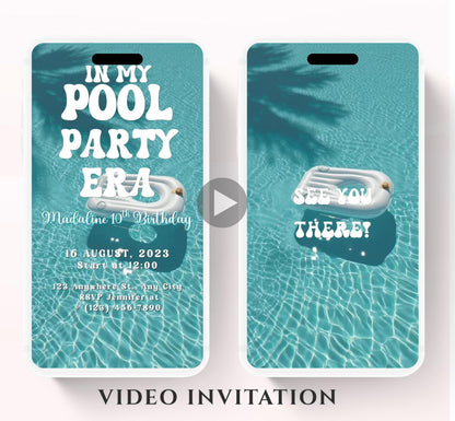 Pool party birthday invitation, pool party digital invitation, summer party invitation, birthday invitation, Pool invitation-7