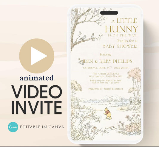 Winnie The Pooh Invitation, Winnie The Pooh Baby Shower Invitations, Winnie The Pooh Invitations Video invitation, Winnie baby shower-20