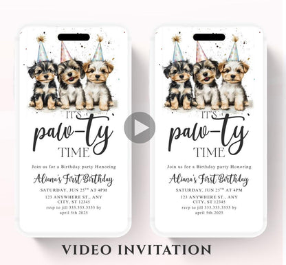 Animated Dog Invitation Puppy Party Invitation video Dog Pawty Invitation Dog Birthday Invitation Puppy Pawty Invitation Dog-1