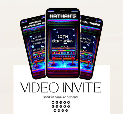 Video Game Party Invitation, Level Up Birthday Invite, Gamer Boy Birthday, Arcade Party, Gaming invitation, Gamer boy party invite-11
