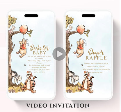 Winnie The Pooh Invitation, Winnie The Pooh Baby Shower Invitations, Winnie The Pooh Invitations Video invitation, Winnie baby shower-13