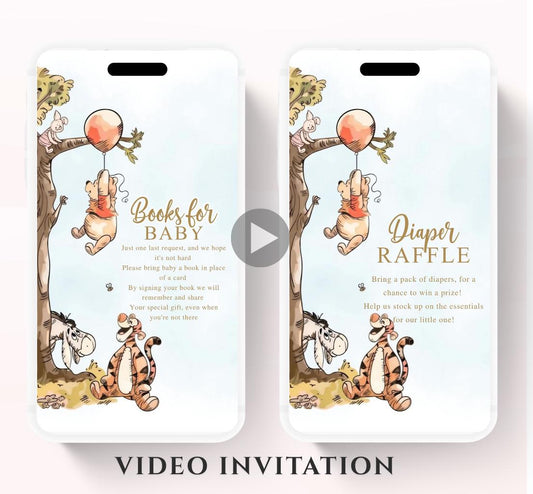 Winnie The Pooh Invitation, Winnie The Pooh Baby Shower Invitations, Winnie The Pooh Invitations Video invitation, Winnie baby shower-13