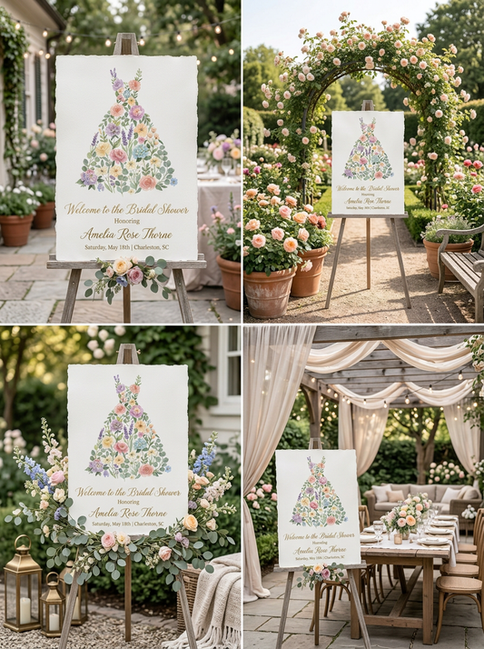 Wildflower Bridal shower Welcome Sign, Boho Floral Dress Sign-1