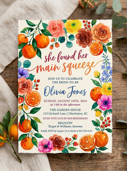 She Found her Main Squeeze Bridal shower Invitation-4