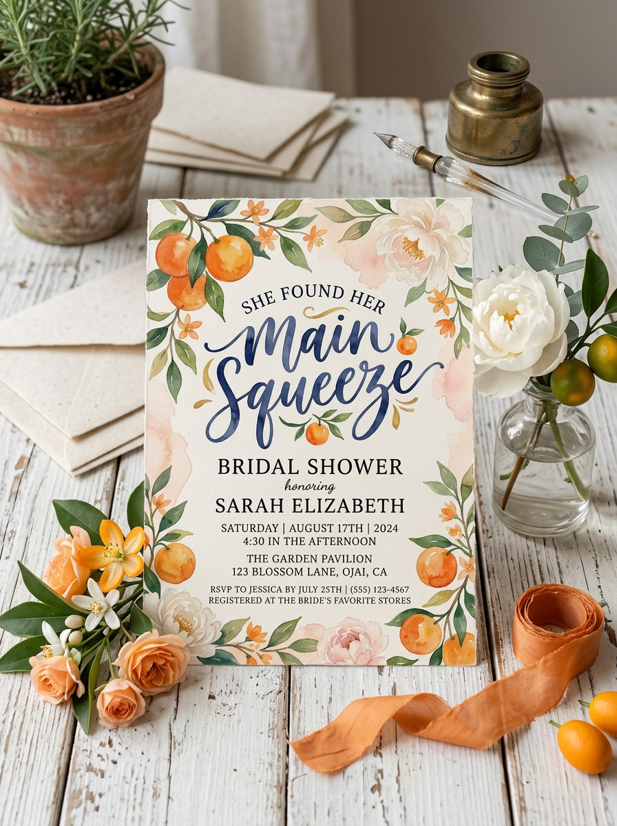 She Found her Main Squeeze Bridal shower Invitation