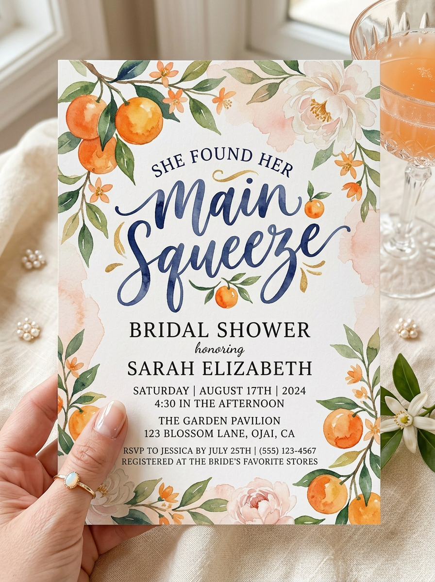 She Found her Main Squeeze Bridal shower Invitation