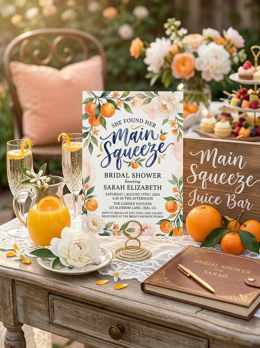 She Found her Main Squeeze Bridal shower Invitation