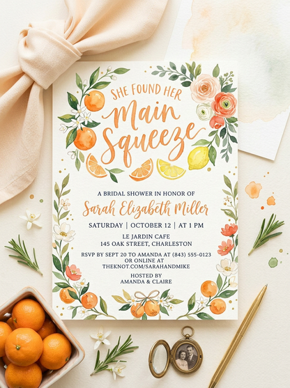 She Found her Main Squeeze Bridal shower Invitation-2