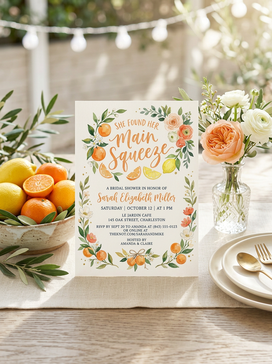 She Found her Main Squeeze Bridal shower Invitation-2
