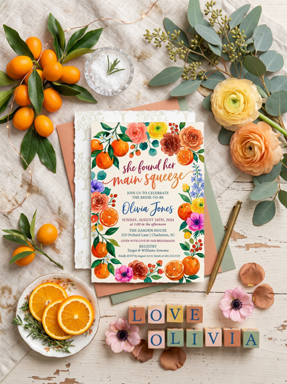 She Found her Main Squeeze Bridal shower Invitation-4