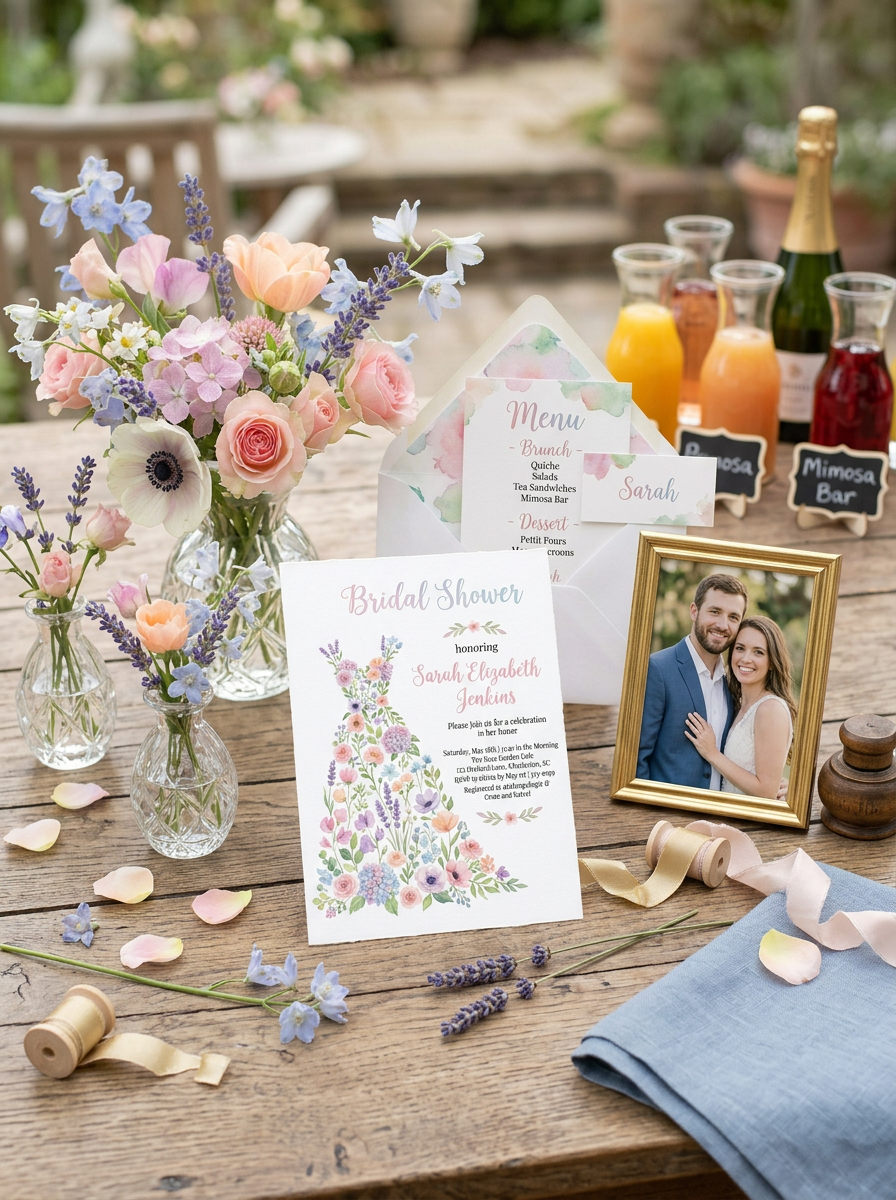 Wildflower Bridal shower invitation, Boho Floral Dress Invitation-2