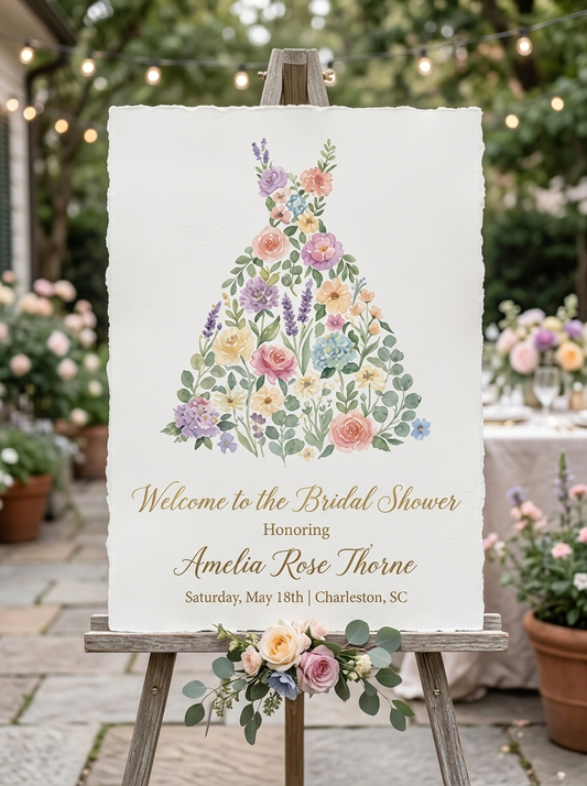 Wildflower Bridal shower Welcome Sign, Boho Floral Dress Sign-1