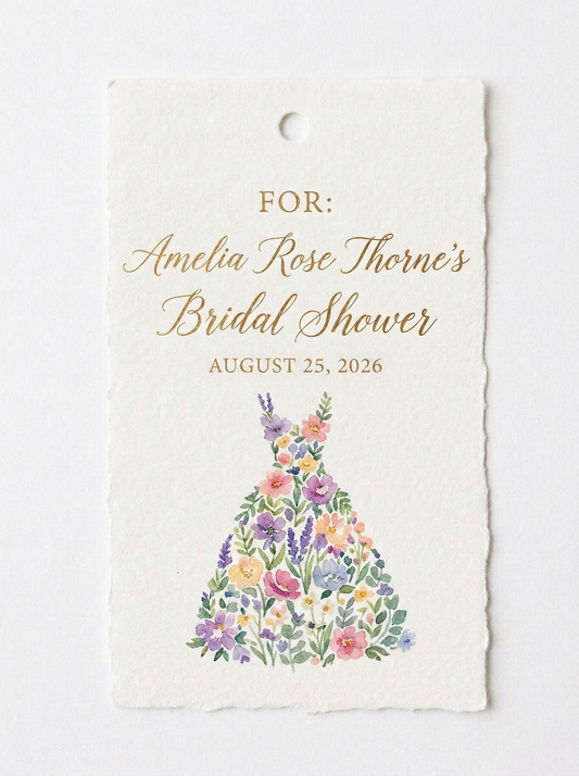 Wildflower Bridal shower Hang tags, Boho Floral Dress Tag-1