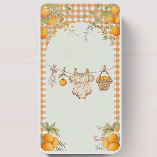 A Little Cutie Baby Shower Invitation, Gender Neutral Baby Shower Invite, Oranges cutie baby shower Video invitation-3