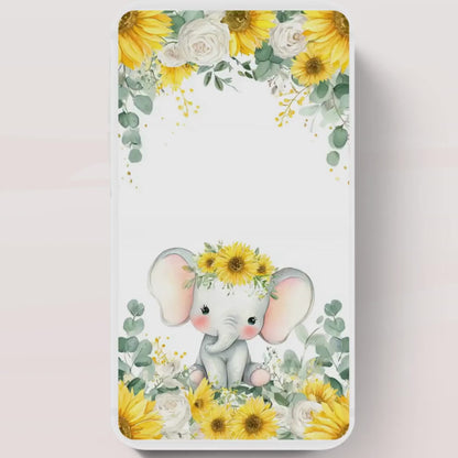 Video Sunflower Elephant Baby Shower Invitation, Summer Watercolor Floral sunflower baby shower invitaiton, Elephant baby invite-1